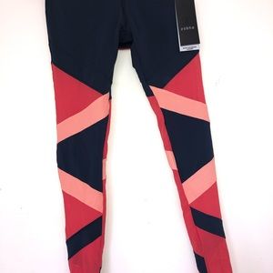 Blue and pink mesh cutout workout leggings NWT